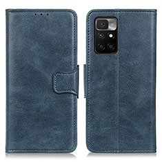 Leather Case Stands Flip Cover Holder M09L for Xiaomi Redmi Note 11 4G (2021) Blue