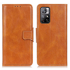 Leather Case Stands Flip Cover Holder M09L for Xiaomi Redmi Note 11 5G Brown