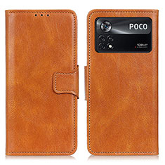 Leather Case Stands Flip Cover Holder M09L for Xiaomi Redmi Note 11E Pro 5G Brown