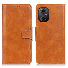 Leather Case Stands Flip Cover Holder M09L for Xiaomi Redmi Note 12R Pro 5G Brown