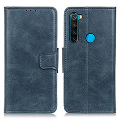 Leather Case Stands Flip Cover Holder M09L for Xiaomi Redmi Note 8 (2021) Blue