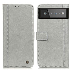 Leather Case Stands Flip Cover Holder M10L for Google Pixel 6 5G Gray