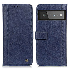 Leather Case Stands Flip Cover Holder M10L for Google Pixel 6 Pro 5G Blue
