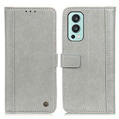 Leather Case Stands Flip Cover Holder M10L for OnePlus Nord 2 5G Gray