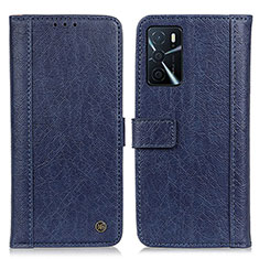 Leather Case Stands Flip Cover Holder M10L for Oppo A16 Blue