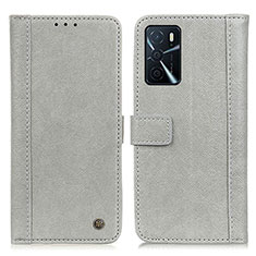 Leather Case Stands Flip Cover Holder M10L for Oppo A16s Gray