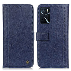 Leather Case Stands Flip Cover Holder M10L for Oppo A54s Blue