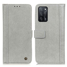 Leather Case Stands Flip Cover Holder M10L for Oppo A55 5G Gray