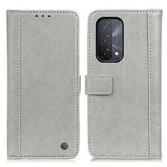 Leather Case Stands Flip Cover Holder M10L for Oppo A74 5G Gray