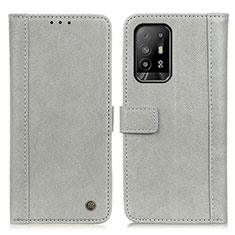 Leather Case Stands Flip Cover Holder M10L for Oppo A95 5G Gray