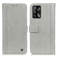 Leather Case Stands Flip Cover Holder M10L for Oppo F19 Gray