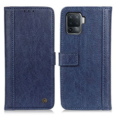 Leather Case Stands Flip Cover Holder M10L for Oppo F19 Pro Blue