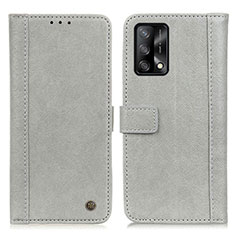 Leather Case Stands Flip Cover Holder M10L for Oppo F19s Gray