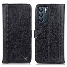 Leather Case Stands Flip Cover Holder M10L for Oppo Reno6 5G Black