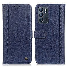 Leather Case Stands Flip Cover Holder M10L for Oppo Reno6 5G Blue