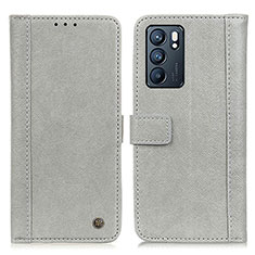 Leather Case Stands Flip Cover Holder M10L for Oppo Reno6 5G Gray