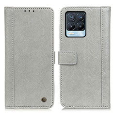 Leather Case Stands Flip Cover Holder M10L for Realme 8 Pro Gray