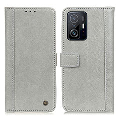 Leather Case Stands Flip Cover Holder M10L for Xiaomi Mi 11T 5G Gray