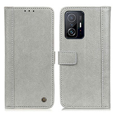 Leather Case Stands Flip Cover Holder M10L for Xiaomi Mi 11T Pro 5G Gray