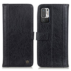 Leather Case Stands Flip Cover Holder M10L for Xiaomi Redmi Note 10 5G Black