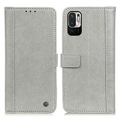 Leather Case Stands Flip Cover Holder M10L for Xiaomi Redmi Note 10 JE 5G Gray