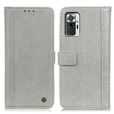 Leather Case Stands Flip Cover Holder M10L for Xiaomi Redmi Note 10 Pro 4G Gray