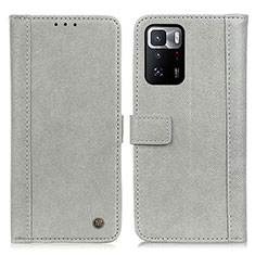 Leather Case Stands Flip Cover Holder M10L for Xiaomi Redmi Note 10 Pro 5G Gray