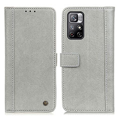 Leather Case Stands Flip Cover Holder M10L for Xiaomi Redmi Note 11 5G Gray