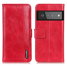 Leather Case Stands Flip Cover Holder M11L for Google Pixel 6 Pro 5G Red