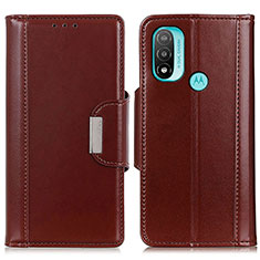 Leather Case Stands Flip Cover Holder M11L for Motorola Moto E20 Brown