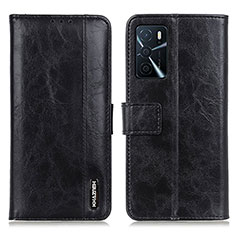 Leather Case Stands Flip Cover Holder M11L for Oppo A54s Black