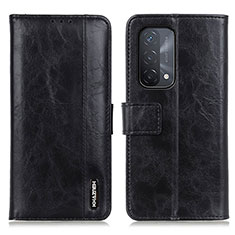 Leather Case Stands Flip Cover Holder M11L for Oppo A74 5G Black