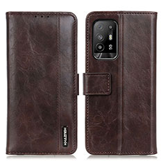 Leather Case Stands Flip Cover Holder M11L for Oppo A94 5G Brown