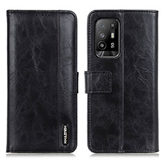 Leather Case Stands Flip Cover Holder M11L for Oppo A95 5G Black