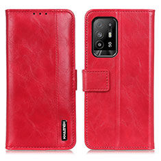 Leather Case Stands Flip Cover Holder M11L for Oppo A95 5G Red