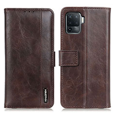 Leather Case Stands Flip Cover Holder M11L for Oppo Reno5 F Brown