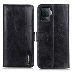 Leather Case Stands Flip Cover Holder M11L for Oppo Reno5 Lite Black