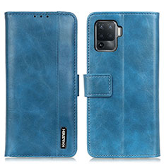 Leather Case Stands Flip Cover Holder M11L for Oppo Reno5 Lite Blue