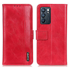 Leather Case Stands Flip Cover Holder M11L for Oppo Reno6 5G Red