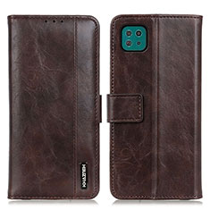 Leather Case Stands Flip Cover Holder M11L for Samsung Galaxy F42 5G Brown