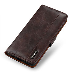 Leather Case Stands Flip Cover Holder M11L for Samsung Galaxy M32 5G Brown