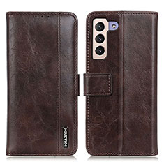 Leather Case Stands Flip Cover Holder M11L for Samsung Galaxy S21 5G Brown