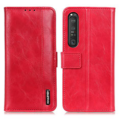 Leather Case Stands Flip Cover Holder M11L for Sony Xperia 1 III Red