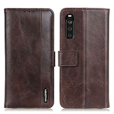 Leather Case Stands Flip Cover Holder M11L for Sony Xperia 10 III Lite Brown