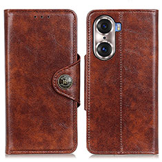 Leather Case Stands Flip Cover Holder M12L for Huawei Honor 60 Pro 5G Brown