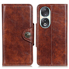 Leather Case Stands Flip Cover Holder M12L for Huawei Honor 90 5G Brown