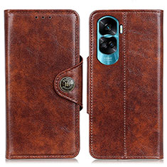 Leather Case Stands Flip Cover Holder M12L for Huawei Honor 90 Lite 5G Brown