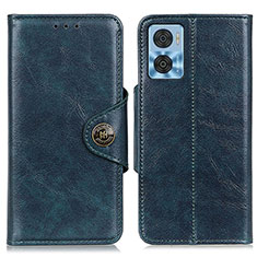 Leather Case Stands Flip Cover Holder M12L for Motorola Moto E22 Blue