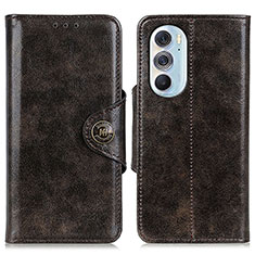 Leather Case Stands Flip Cover Holder M12L for Motorola Moto Edge X30 5G Bronze