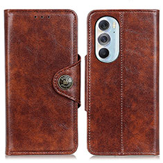 Leather Case Stands Flip Cover Holder M12L for Motorola Moto Edge X30 5G Brown